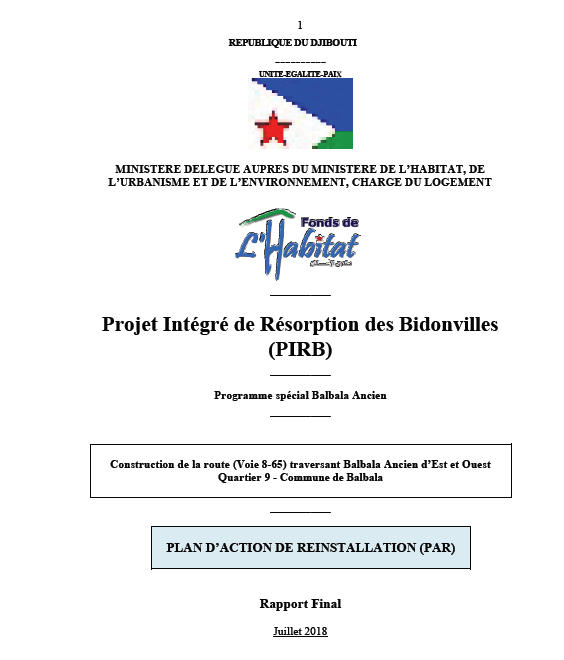 Plan d'Action de Reinstallation (PAR) du Projet Intégré de Résorption des Bidonvilles